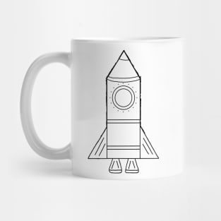 Simple Black and White Rocket Ship Sketch Pattern Mug